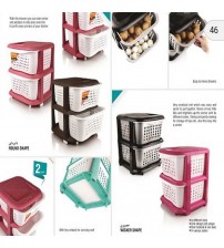 Chic Design 2 Step Plastic Storage Drawer Basket
